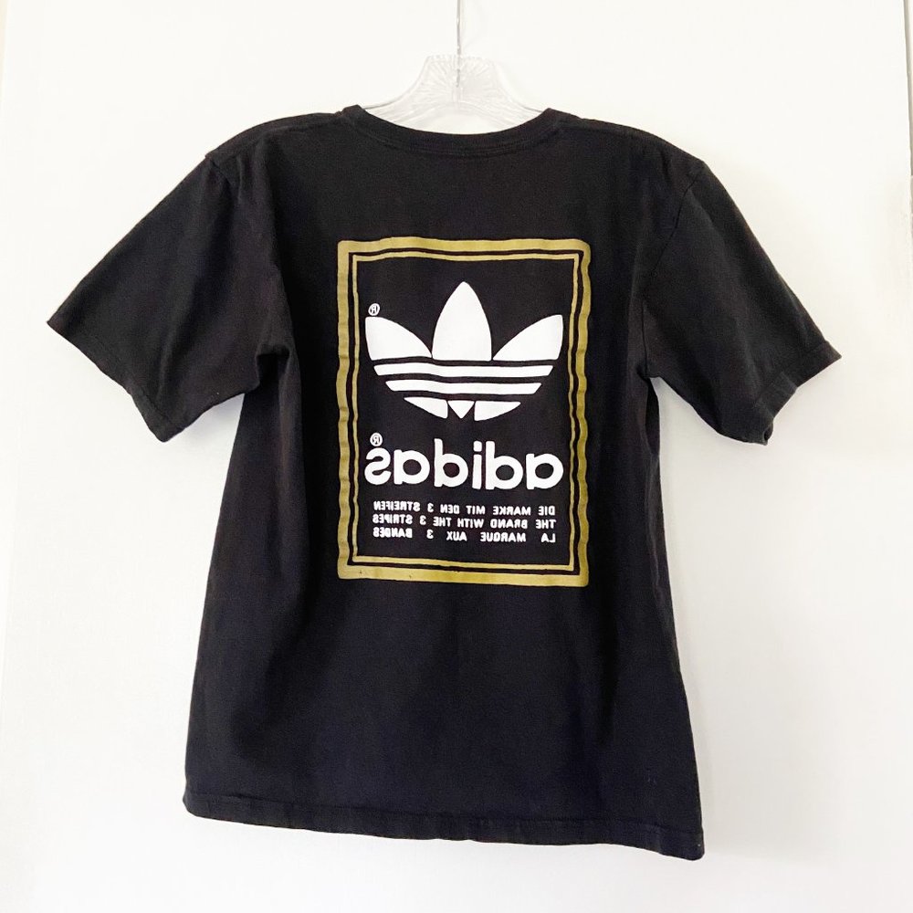 Adidas Black Classic Trefoil Mirror Tee T-Shirt - Picture 4 of 4